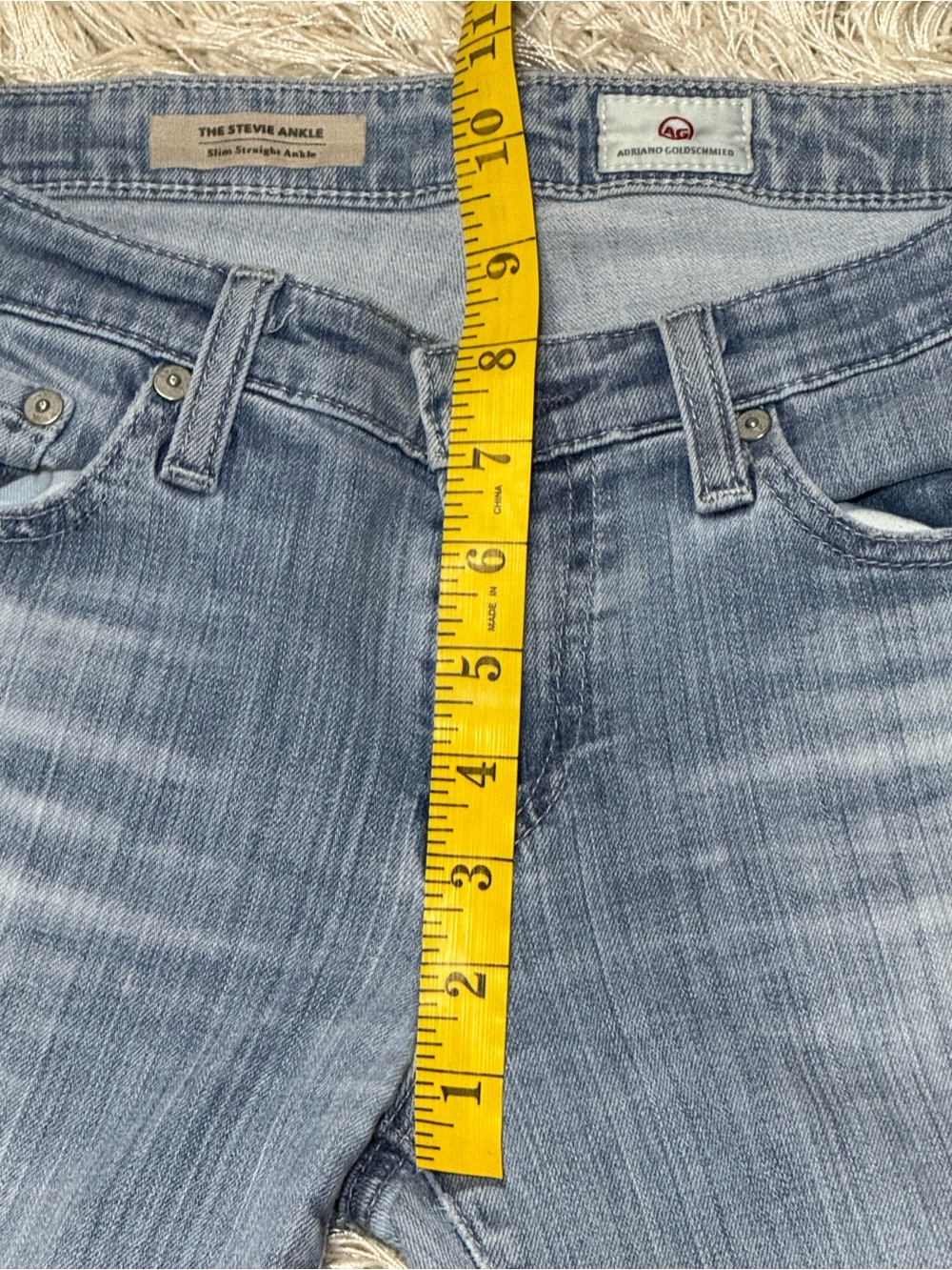 AG Straight Leg Jeans The Stevie Ankle Distressed Light Wash Size 27 - Picture 12 of 16